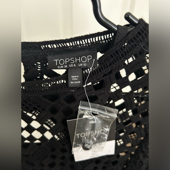 NWT Topshop black crochet lace slip dress long sleeve size 6 - Picture 6 of 7